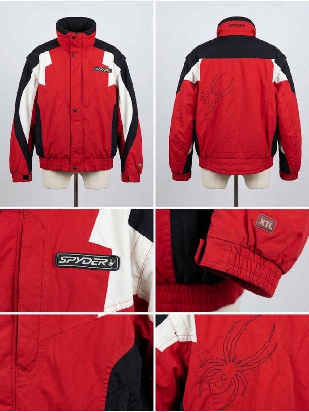 VTG Spyder Ski Jacket Mens XL Red Black XTL Thinsulate Y2K Gorpcore Winter Coat